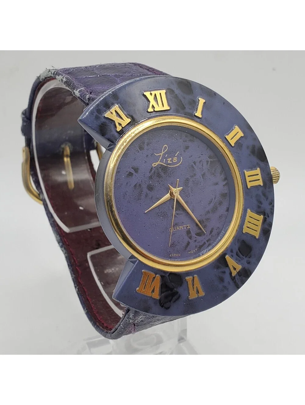 Lize Purple Roman Numerals Bezel Quartz Watch Womens 41mm - 49mm New Battery